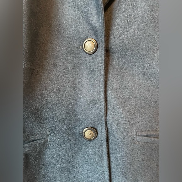 A Collezioni Navy Suede Italian Leather Blazer Jacket Size S EUC - Picture 7 of 8